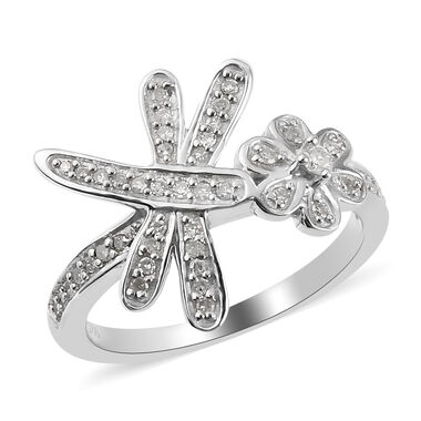 Diamant Ring 925 Silber Platin-Überzug