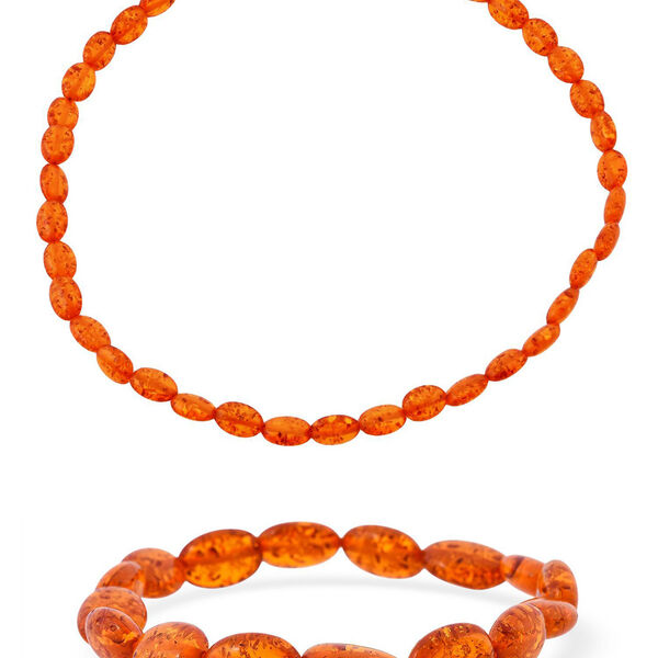 Synthetische Bernstein 45cm Halskette und 19cm Armband image number 0