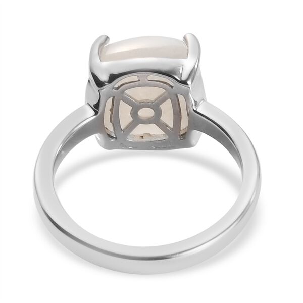 Weißer Mondstein Solitär Ring 925 Silber Platin-Überzug image number 7