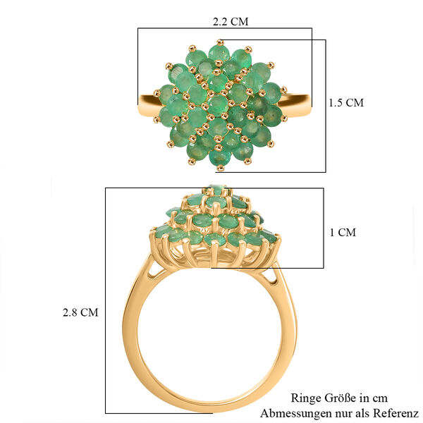 Socoto Smaragd Ring 925 Silber 750 Gelbgold Vermeil (Gr&ouml;&szlig;e 17.00) ca. 1,98 ct image number 6