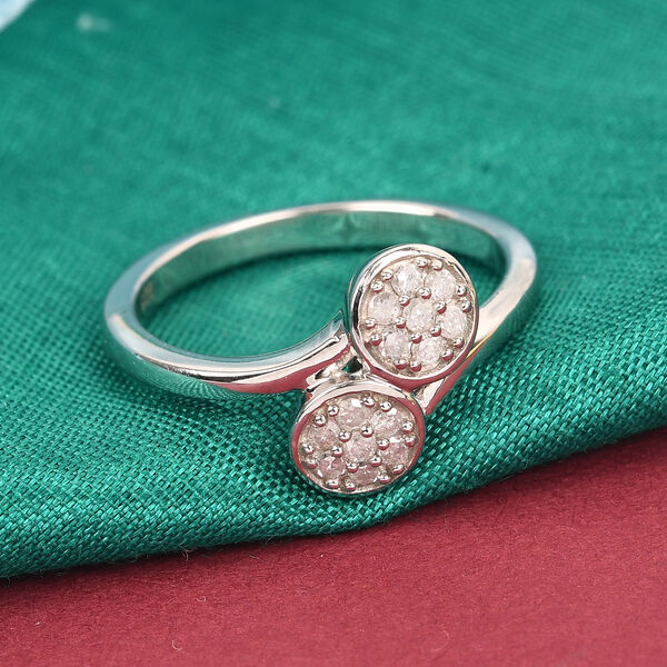 Diamant Bypass Ring 925 Silber Platin-&Uuml;berzug image number 2