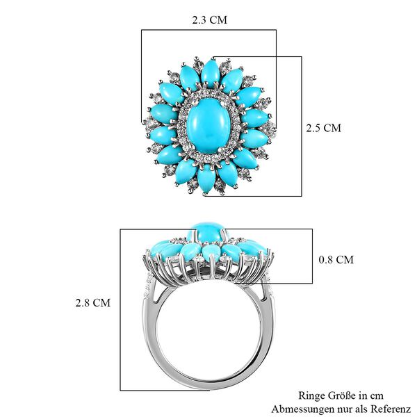 AA Sleeping Beauty Türkis und Zirkon-Ring - 5,87 ct. image number 7