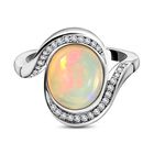 Natürlicher, äthiopischer Welo Opal und weißer Zirkon-Ring - 2,22 ct. image number 0