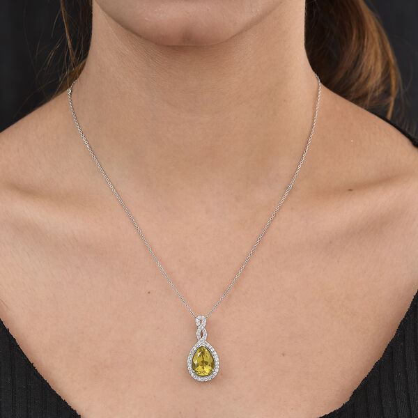 Ouro Verde-Quarz und Zirkon-Anh&auml;nger in Silber, 6,14 ct. image number 3