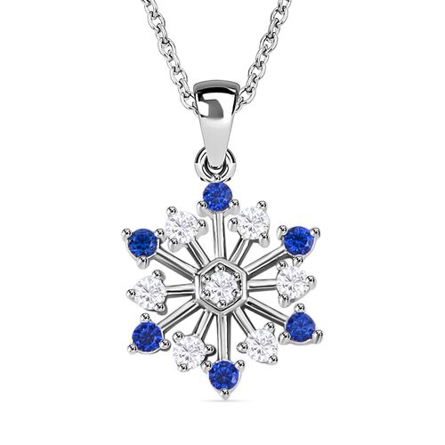 Zirkonia und blauer Spinell-Anhänger mit 45cm Kette - 0,60 ct. image number 0
