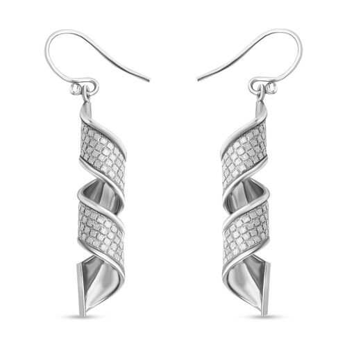 Diamantschliff Fusilli Ohrhänger in rhodiniertem Silber image number 1