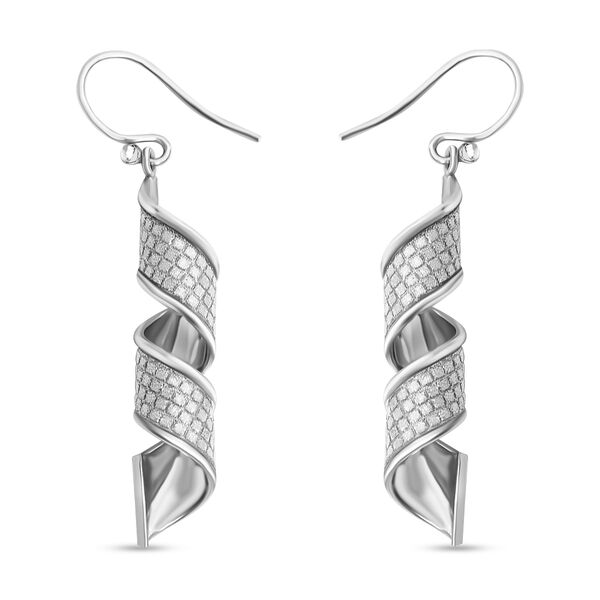 Diamantschliff Fusilli Ohrh&auml;nger in rhodiniertem Silber image number 1