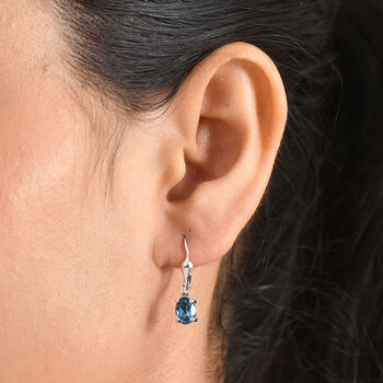 D'Joy Zertifizierter London Blau Topas Ohrringe 925 Silber Rhodiniert ca. 1,96 ct.