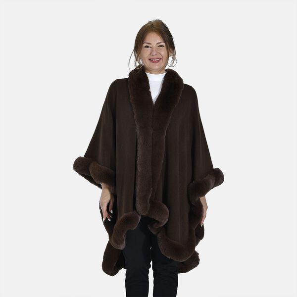 Kunstfell Ruana, Schokolade image number 4