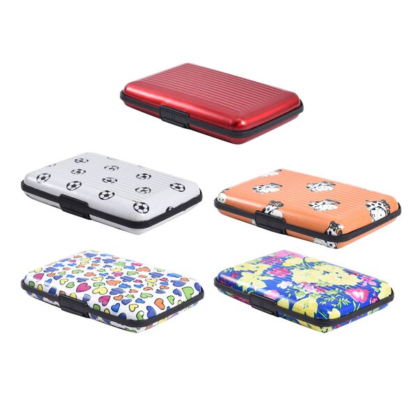 5er Set - RFID geschützte Aluminium-Kartenhüllen, 11x7 cm, gemustert Herzen image number 3