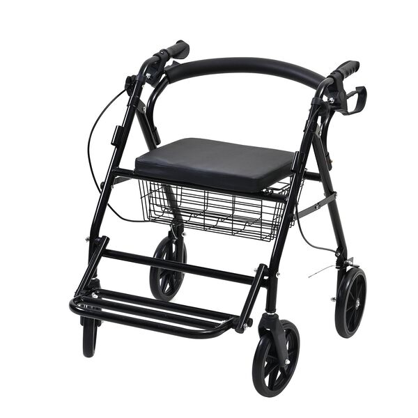 Rollator mit Sitzfunktion, stabile Gehhilfe, 57x79x83-93cm, Schwarz