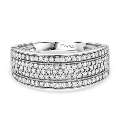 D'Joy Wei&szlig;er Diamant Ring 925 Silber Rhodiniert (Gr&ouml;&szlig;e 17.00) ca. 0,53 ct