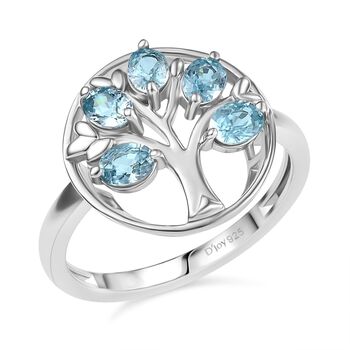 D'Joy AA Blauer Zirkon Ring 925 Silber rhodiniert (Gr&ouml;&szlig;e 21.00) ca. 1,29 ct