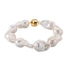 D'Joy AAAA Weiße Barockperle Armband ca. 21.5 cm 925 Silber vergoldet