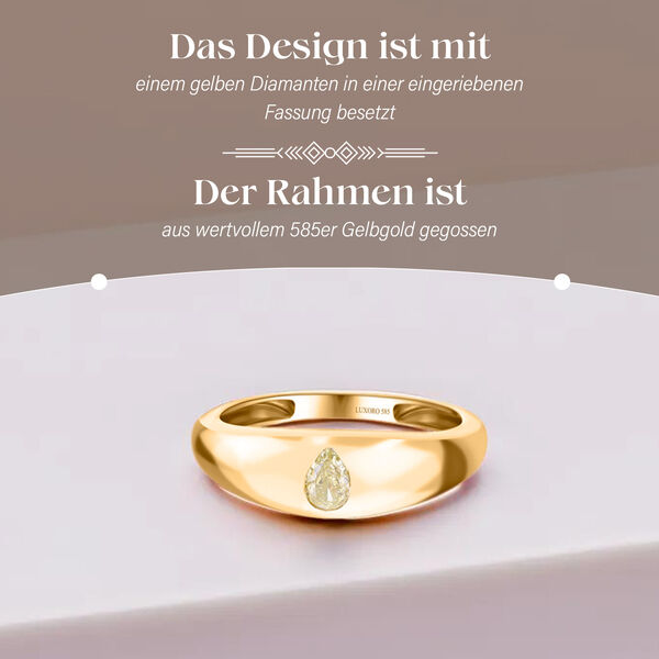 LUXORO natürlicher gelber I1 Diamant-Ring in 585 Gelbgold - 0,25 ct. image number 3