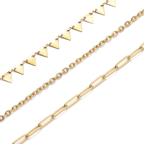 3er-Set Halskette ca. 50 cm Edelstahl vergoldet image number 4