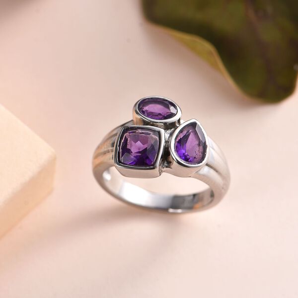 Afrikanischer Amethyst Ring 316L Edelstahl (Gr&ouml;&szlig;e 17.00) ca. 2.06 ct image number 2