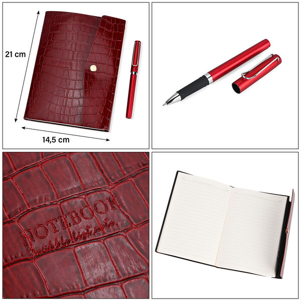 Serpentine Notizbuch Geschenkset mit Kugelschreiber - weinrot image number 5