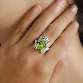 GP Trionfo Kollektion - Chartreuse Quarz, Zirkon, schwarzer Spinell, Chromdiopsid und Kanchanaburi blauer Saphir-Ring - 6,73 ct.