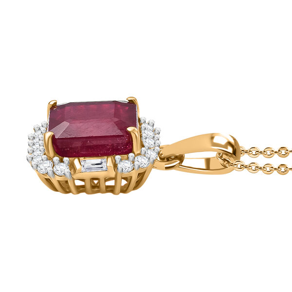 D'Joy afrikanischer Rubin, wei&szlig;er Topas und Zirkon Anh&auml;nger mit 50cm Kette - 7,92 ct. image number 4