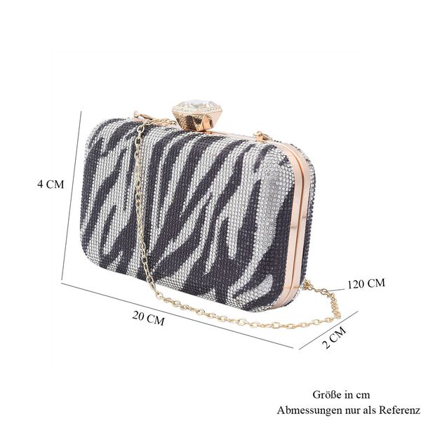Moderne Clutch verziert mit facettierten Kristallen, 20x4x2cm, Zebra image number 10