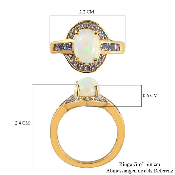 Natürlicher, äthiopischer Opal und Tansanit-Ring, 925 Silber Gelbgold Vermeil  ca. 1,79 ct image number 7
