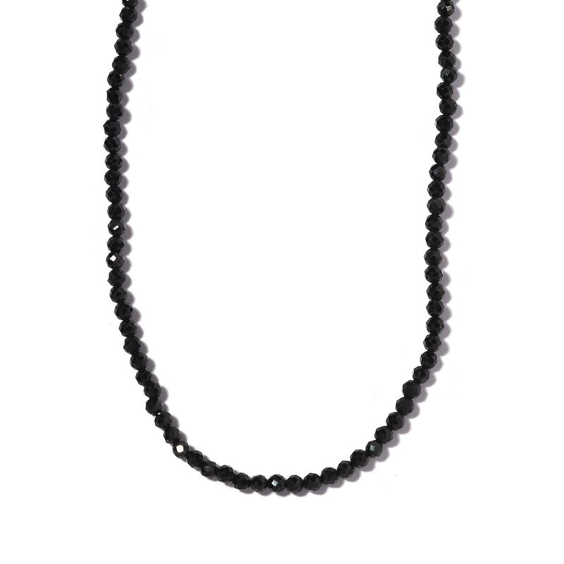 Schwarzer Spinell Halskette ca. 50 cm 925 Silber rhodiniert ca. 42.00 ct image number 0