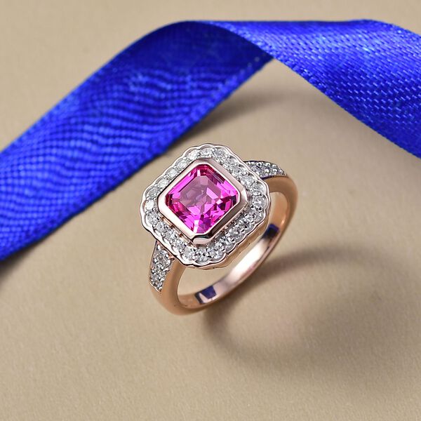 AAA Lab Grown Rosa Saphir, Lab Grown Diamant Ring 925 Silber 750 Roségold Vermeil (Größe 17.00) ca. 2.69 ct image number 1