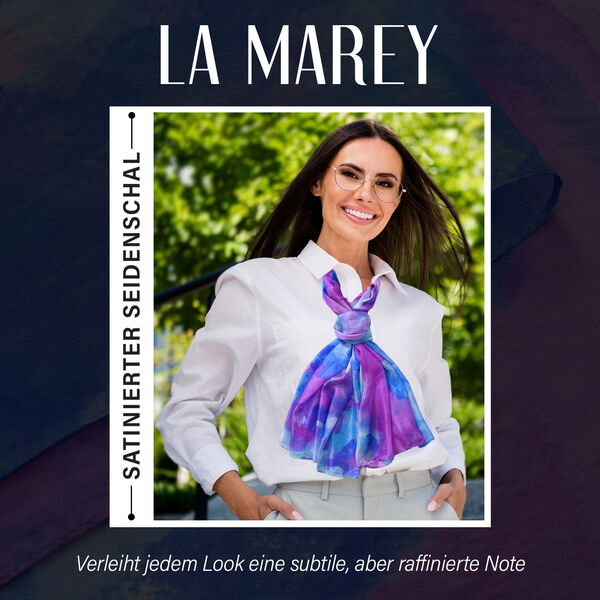 LA MAREY – Satinschal aus Maulbeerseide, Lila mit blauen Akzenten image number 2