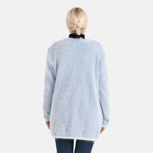 Kuschelweicher, langer &Uuml;bergangs-Cardigan mit 2 Taschen, Blau image number 2