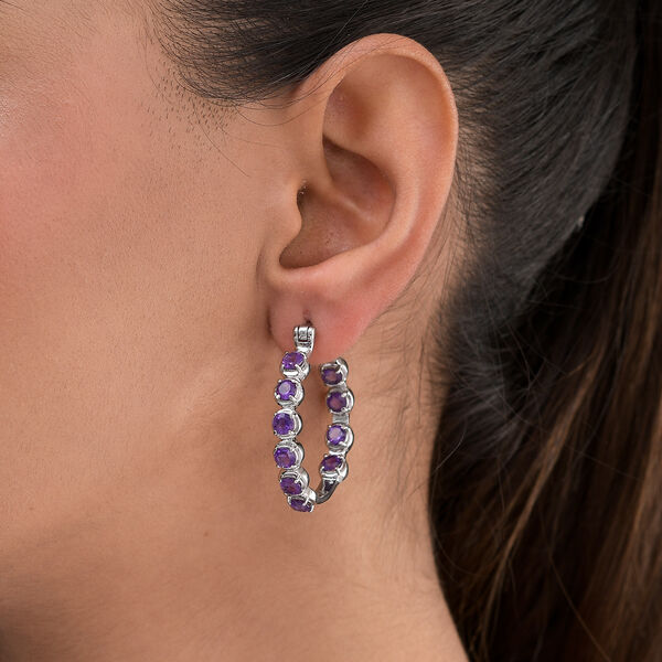 Afrikanische Amethyst-Creolen, Edelstahl ca. 4,78 ct image number 3