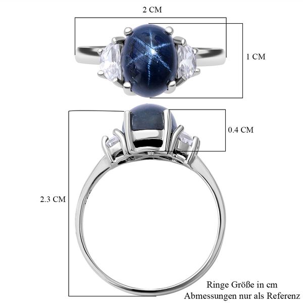 Blauer Stern Saphir und Zirkon-Ring - 3,46 ct. image number 4