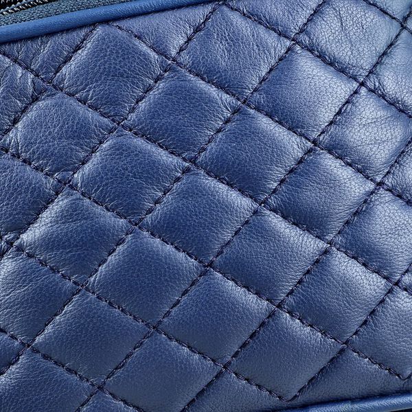 100% Echtleder-G&uuml;rteltasche in Stepp-Optik, 21,5x16,5 cm, Dunkelblau image number 5