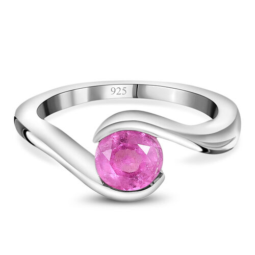 Premium Ilakaka Rosa Saphir Bypass-Solitär-Ring, 925 Silber platiniert, 1,19 ct. image number 0