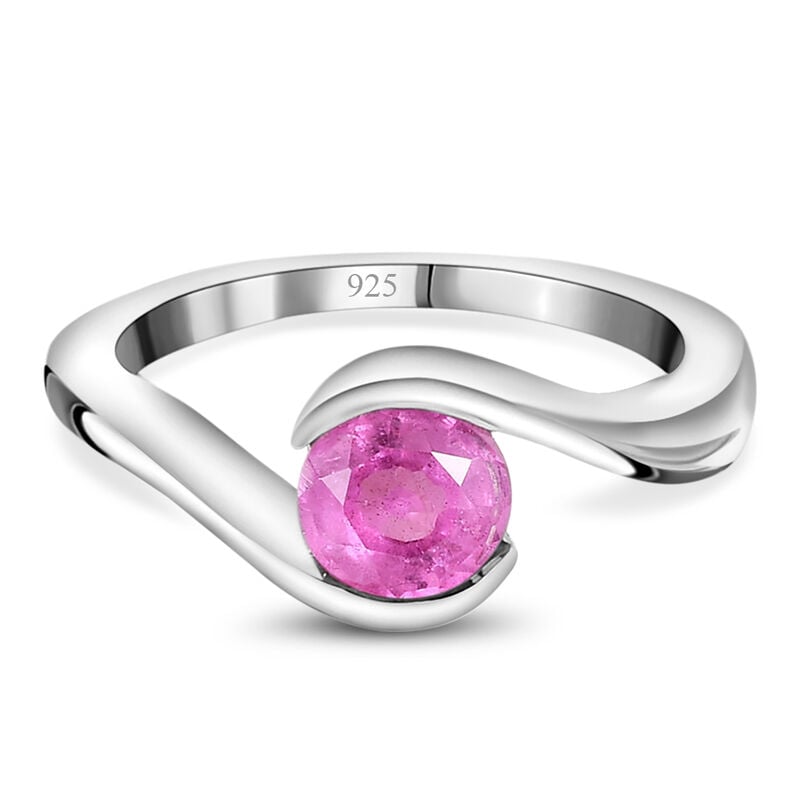 Premium Ilakaka Rosa Saphir Bypass-Solitär-Ring, 925 Silber platiniert, 1,19 ct. image number 0