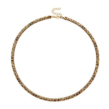 Leoparden-Print Fischgr&auml;ten Halskette aus 316L Edelstahl mit Goldplattierung, ca. 50 cm + 5 cm Extender