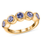 Tansanit 5 Stein Ring 925 Silber 585 Vergoldet image number 3