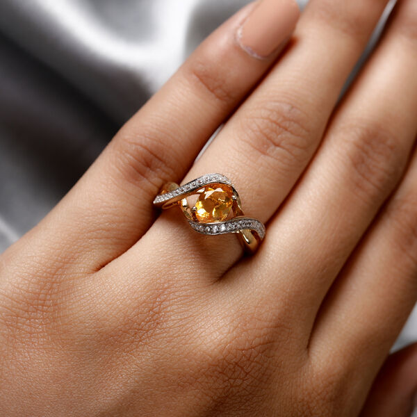 Mexikanischer Kirschfeuer-Opal und Zirkon Ring 925 Silber vergoldet  ca. 1,17 ct image number 3