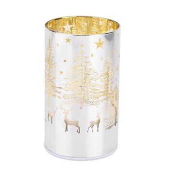 Wintertraum-Kollektion - LED-Tischlampe mit Drehfunktion, Rentier- und Tannenbaum-Motiv, Silber