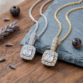 LUXURIANT 2er-Set SI-GH Labor Diamant Anh&auml;nger mit 45cm Kette