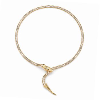 Flexible Kristall-Schlangenkette, vergoldet