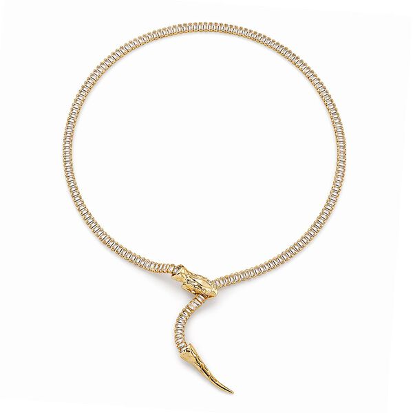 Kristall Halskette, Verstellbar ca. 50 cm - 66 cm, gelb vergoldet image number 3