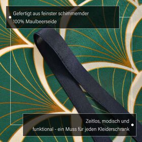 LA MAREY: Premium Selection - 100% Maulbeerenseiden-Halstuch mit P&auml;onien Druck, 35x150 cm, gr&uuml;n