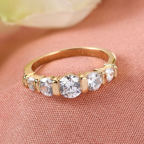 LUSTRO STELLA Hergestellt mit ZIRKONIA Ring 925 Silber 585 Vergoldet image number 2