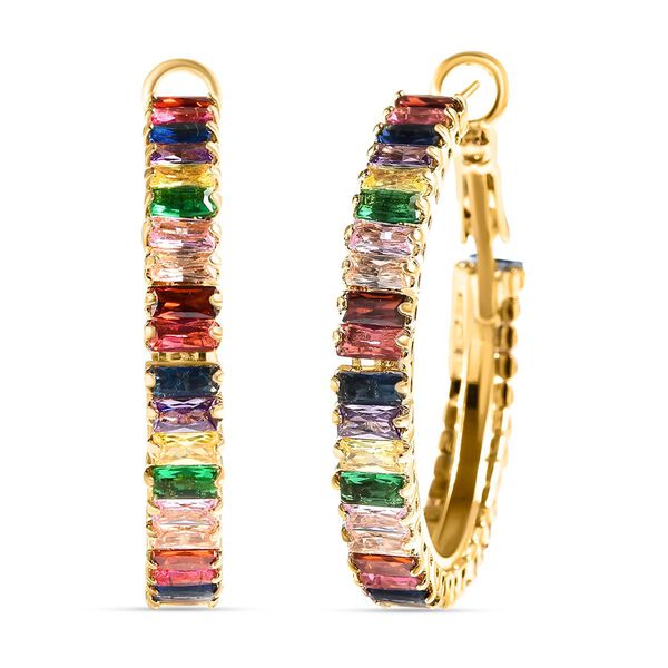 Mehrfarbige Zirkonia-Creolen, reines Messing ca. 5,00 ct