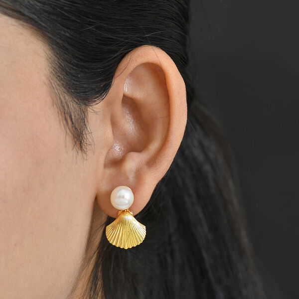 EVER TRUE S&uuml;&szlig;wasser Perle (8-10 mm) Ohrringe Nickelfreies Messing, Goldfarben image number 3