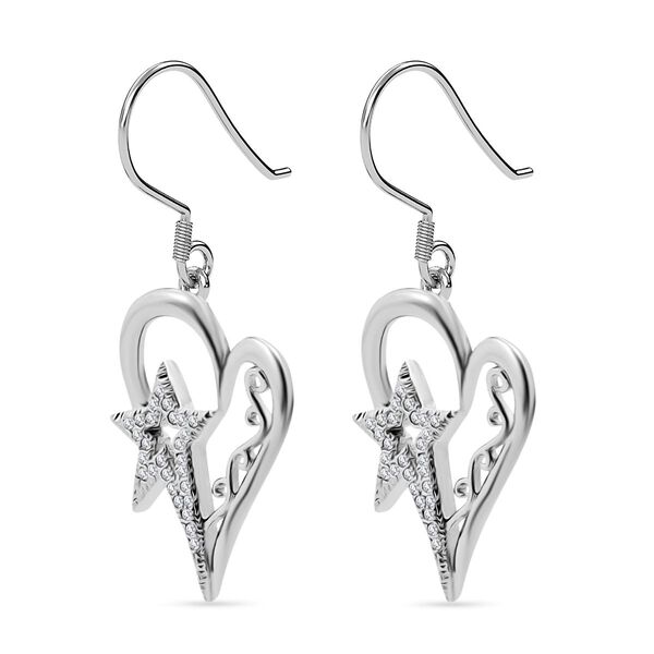 Lustro Stella wei&szlig;e Zirkonia Herz und Stern Ohrringe image number 3