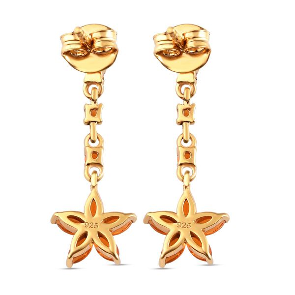 Salamanca Feueropal florale Ohrh&auml;nger, 925 Silber vergoldet, 0,73 ct. image number 4