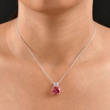 D'Joy Labor Padparadscha Saphir und Zirkon Anh&auml;nger mit 50cm Kette - 8,66 ct.