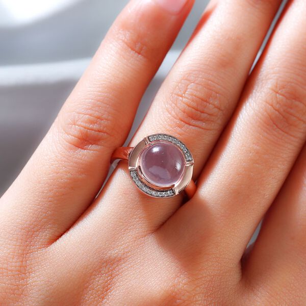 Rosenquarz und Zirkon-Ring, 925 Silber ros&eacute;vergoldet  ca. 5,89 ct image number 3